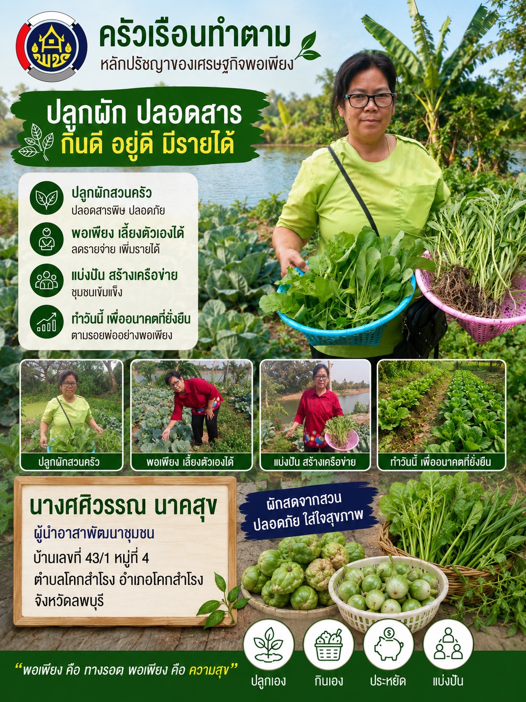 อำเภอโคกสำโรง โดยสำนักงานพัฒนาชุมชนอำเภอโคกสำโรง ครัวเรือนหมู่บ้านเศรษฐกิจพอเพียงต้นแบบร่วมกิจกรรม “Quick Win” 90 วันปลูกผักสวนครัวเพื่อสร้างความมั่นคงทางอาหาร สู้วิกฤตด้วยวิถีพอเพียง